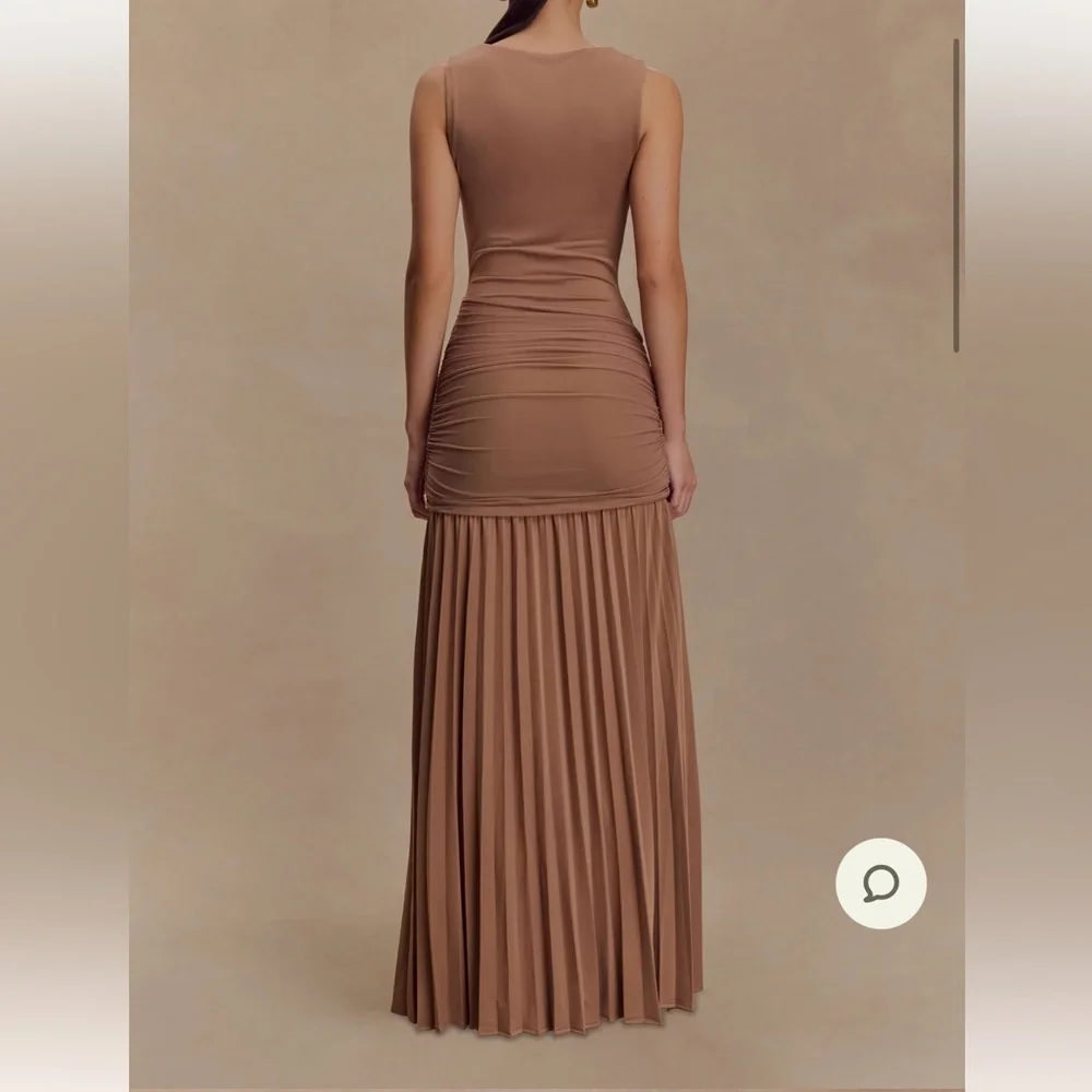 Meshki Dania Mauve/ Brown Cowl Neck Slinky Maxi Dress - Picture 4 of 5